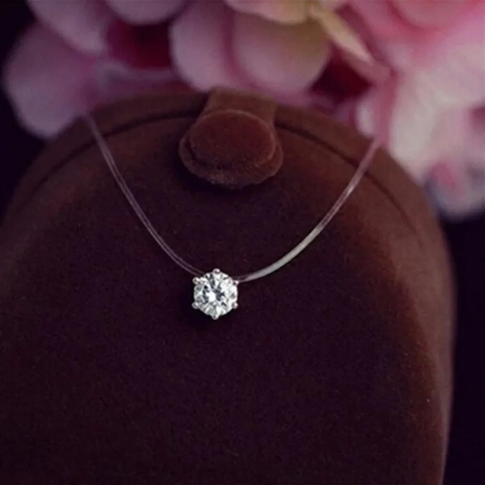 Floating Cubic Zirconia Necklace - Picture 2 of 3